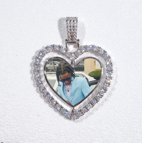 3D Spinning 2-Faced Heart Custom Picture Pendant