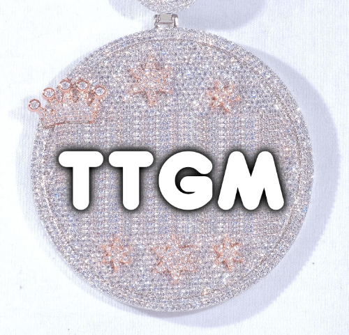 CUSTOM LETTER NECKLACE 3D BIG CROWN DISC