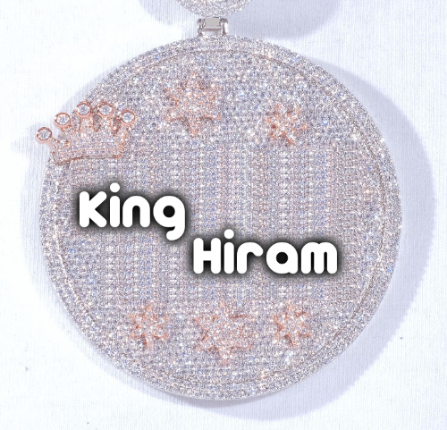 CUSTOM LETTER NECKLACE 3D BIG CROWN DISC