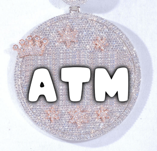 CUSTOM LETTER NECKLACE 3D BIG CROWN DISC