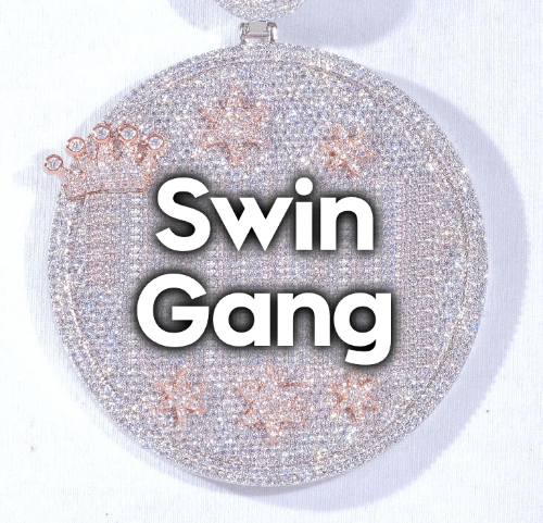 CUSTOM LETTER NECKLACE 3D BIG CROWN DISC