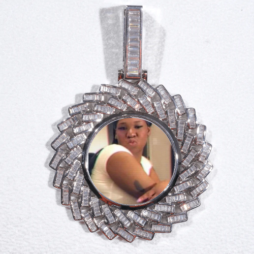 Large 3D Baguette Custom Picture Pendant