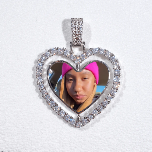 3D Spinning 2-Faced Heart Custom Picture Pendant