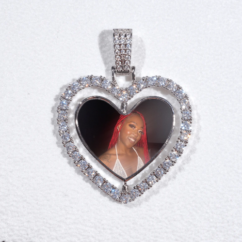 3D Spinning 2-Faced Heart Custom Picture Pendant