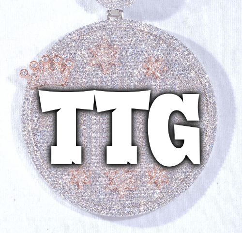 CUSTOM LETTER NECKLACE 3D BIG CROWN DISC