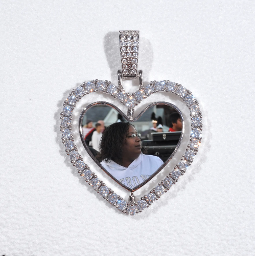 3D Spinning 2-Faced Heart Custom Picture Pendant