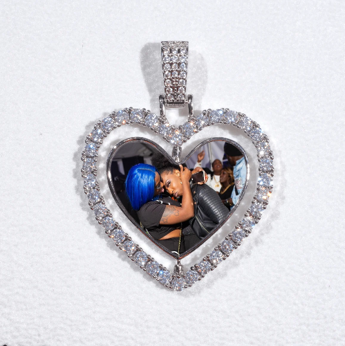 3D Spinning 2-Faced Heart Custom Picture Pendant