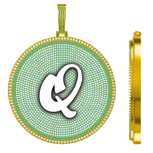 CUSTOM LETTER NECKLACE 3D BIG DISC