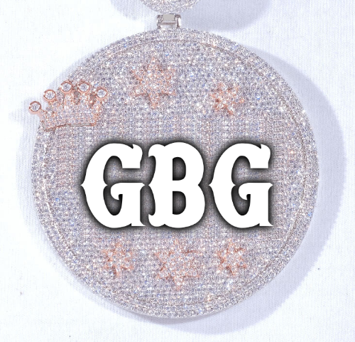CUSTOM LETTER NECKLACE 3D BIG CROWN DISC