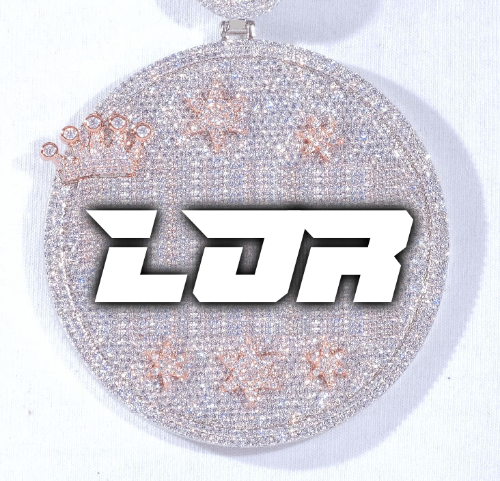 CUSTOM LETTER NECKLACE 3D BIG CROWN DISC