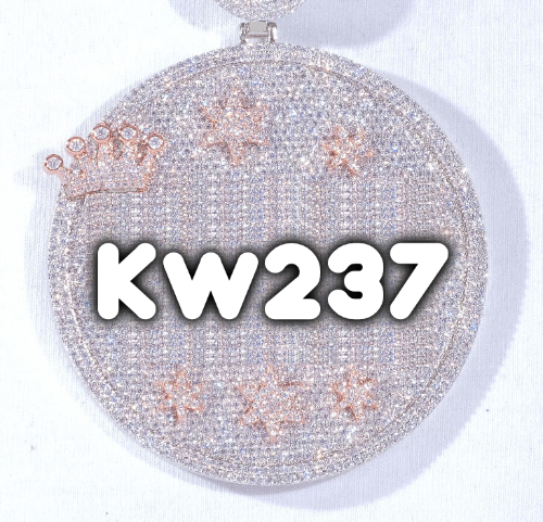 CUSTOM LETTER NECKLACE 3D BIG CROWN DISC