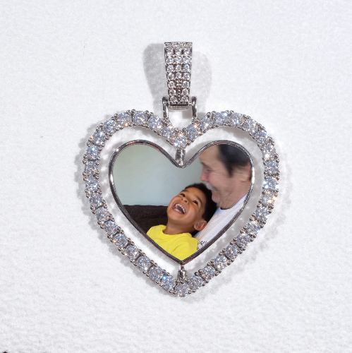 3D Spinning 2-Faced Heart Custom Picture Pendant