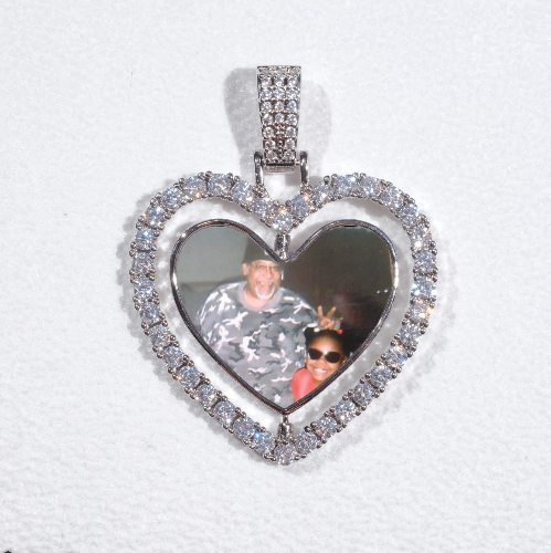 3D Spinning 2-Faced Heart Custom Picture Pendant