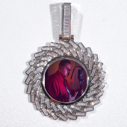 Large 3D Baguette Custom Picture Pendant