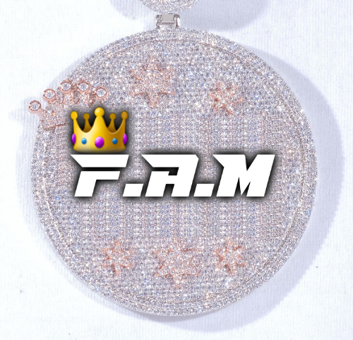 CUSTOM LETTER NECKLACE 3D BIG CROWN DISC