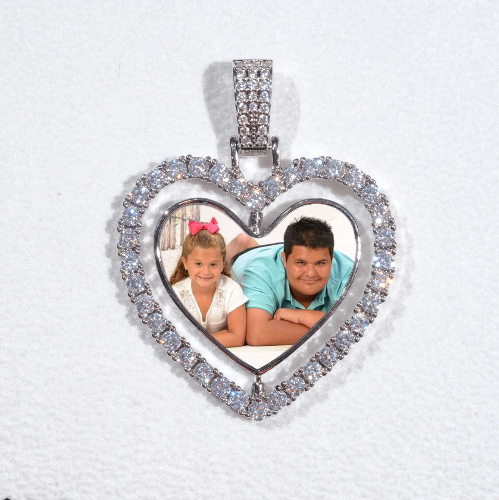 3D Spinning 2-Faced Heart Custom Picture Pendant
