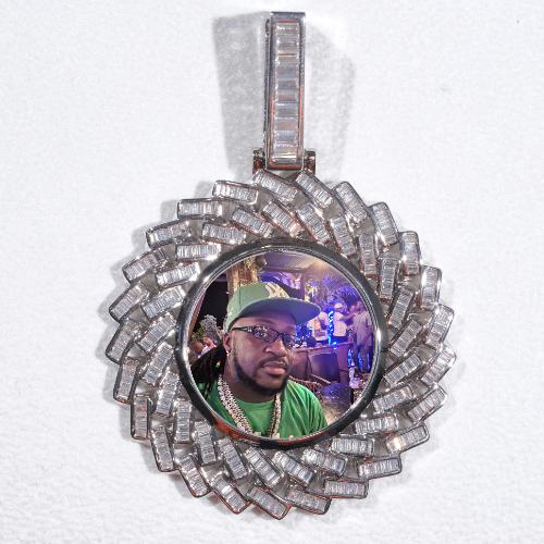 Large 3D Baguette Custom Picture Pendant