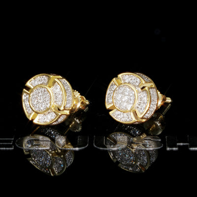 Iced  Yellow Gold-Plated CZ Hiphop Earrings (8mm)