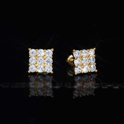 8mm BlingBling Iced  CZ  Square Hip Hop Stud Earring