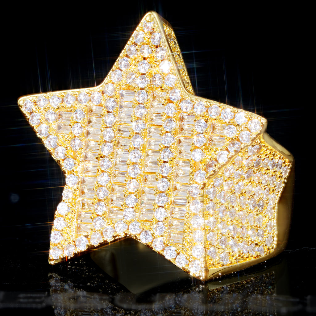 18K Gold-Plated Micro-inlay AAA CZ Pentagram Ring