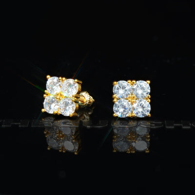 8mm  Iced  CZ   BlingBling Hip Hop Square Wind Hip Hop Stud Earring