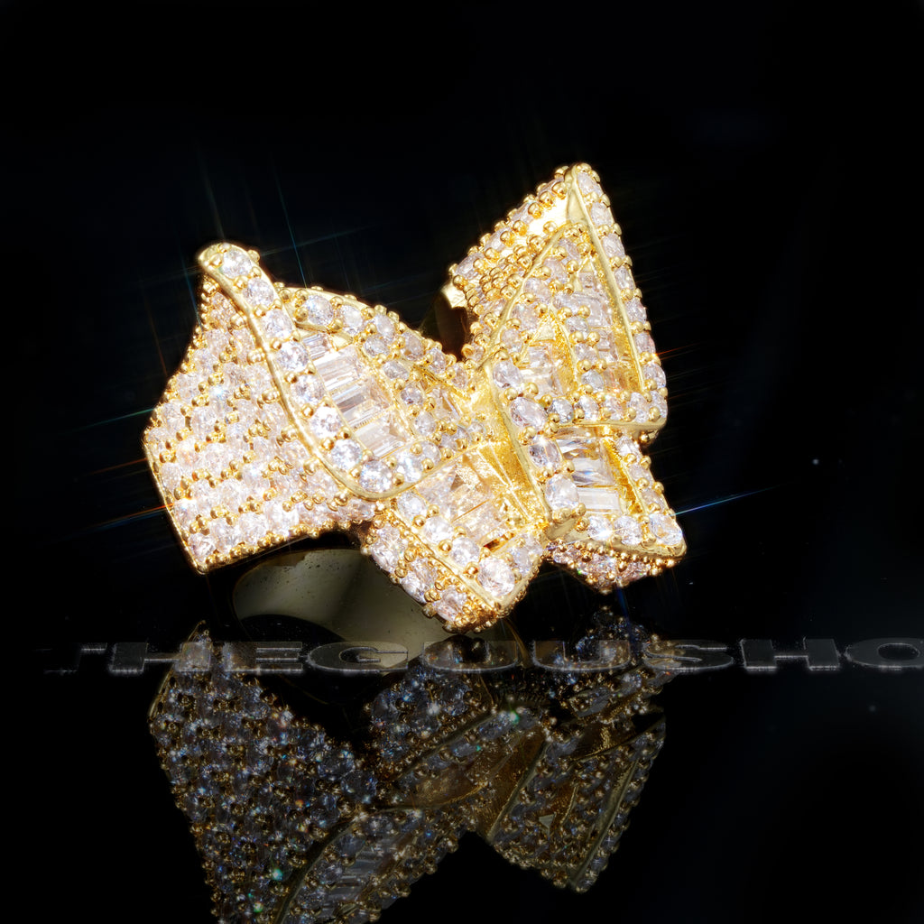 Gold-Plated Micro-inlay AAA CZ Butterfly Ring