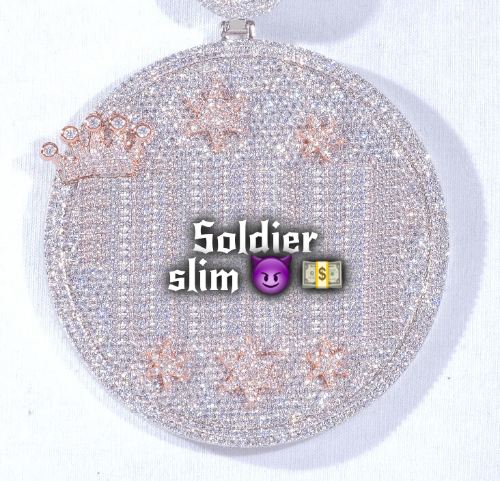 CUSTOM LETTER NECKLACE 3D BIG CROWN DISC