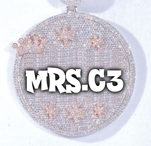 CUSTOM LETTER NECKLACE 3D BIG CROWN DISC