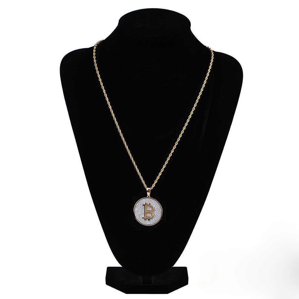 Two-tone Iced 31mm CZ  Cuban Link  Pendant In Yellow Gold-Plated