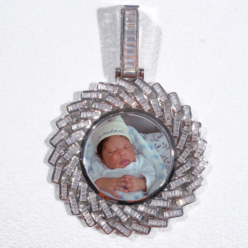 Large 3D Baguette Custom Picture Pendant