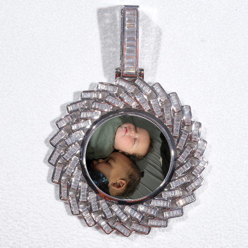 Large 3D Baguette Custom Picture Pendant