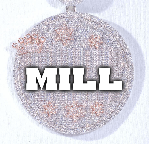 CUSTOM LETTER NECKLACE 3D BIG CROWN DISC