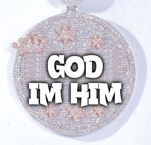 CUSTOM LETTER NECKLACE 3D BIG CROWN DISC