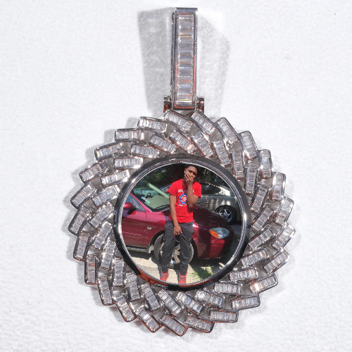 Large 3D Baguette Custom Picture Pendant