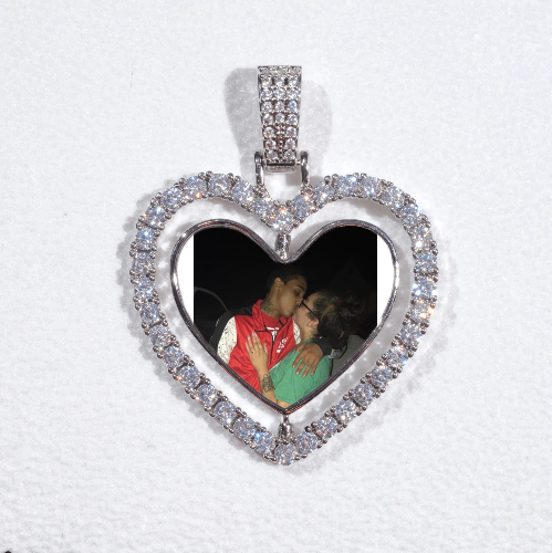 3D Spinning 2-Faced Heart Custom Picture Pendant