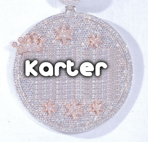 CUSTOM LETTER NECKLACE 3D BIG CROWN DISC