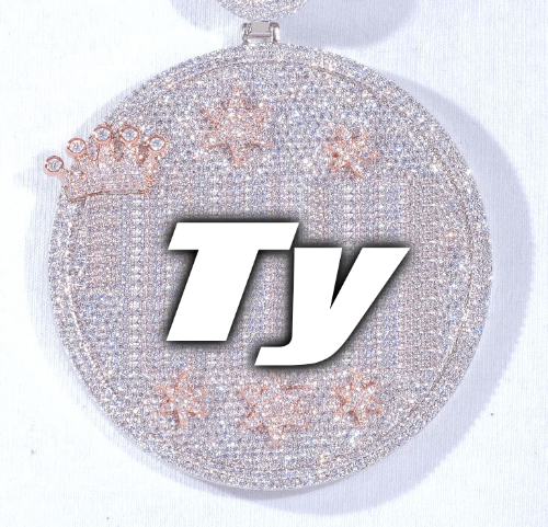 CUSTOM LETTER NECKLACE 3D BIG CROWN DISC