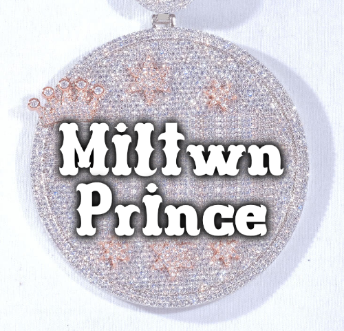 CUSTOM LETTER NECKLACE 3D BIG CROWN DISC