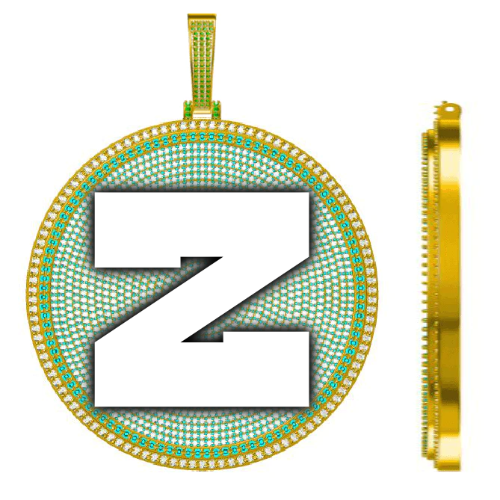 CUSTOM LETTER NECKLACE 3D BIG DISC