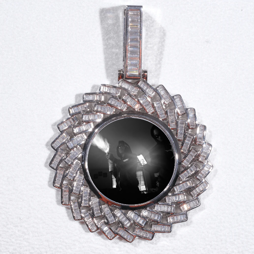 Large 3D Baguette Custom Picture Pendant
