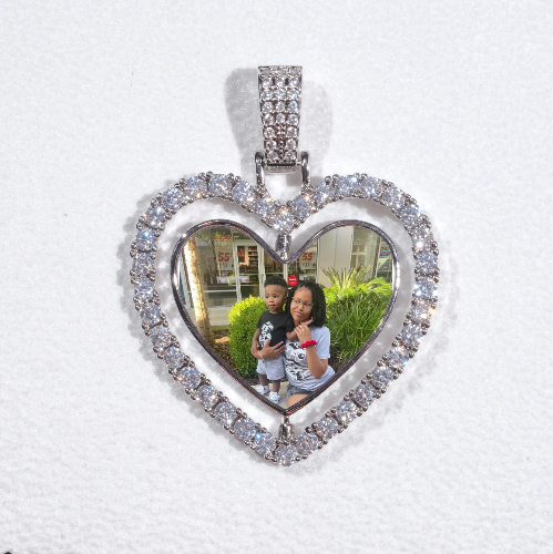 3D Spinning 2-Faced Heart Custom Picture Pendant