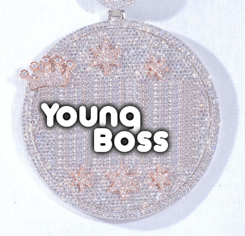 CUSTOM LETTER NECKLACE 3D BIG CROWN DISC