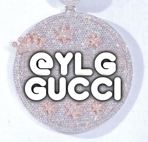 CUSTOM LETTER NECKLACE 3D BIG CROWN DISC