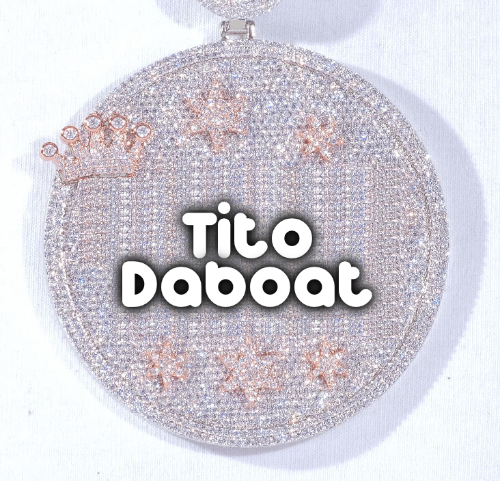 CUSTOM LETTER NECKLACE 3D BIG CROWN DISC