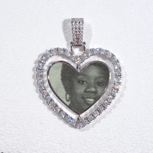 3D Spinning 2-Faced Heart Custom Picture Pendant