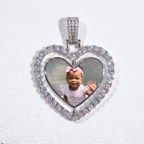 3D Spinning 2-Faced Heart Custom Picture Pendant
