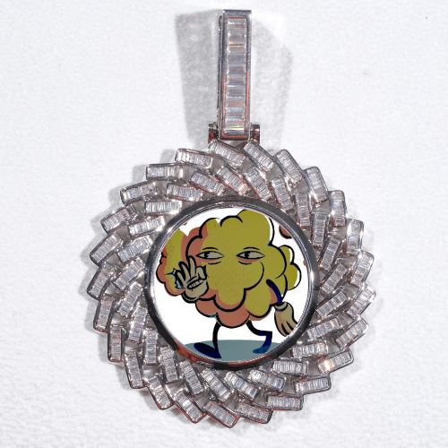 Large 3D Baguette Custom Picture Pendant