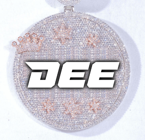 CUSTOM LETTER NECKLACE 3D BIG CROWN DISC