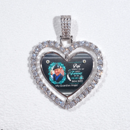 3D Spinning 2-Faced Heart Custom Picture Pendant