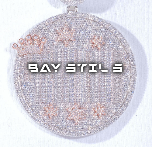 CUSTOM LETTER NECKLACE 3D BIG CROWN DISC